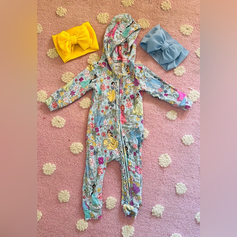 Posh Peanut Disney princess Floral Kids One Piece with Hood